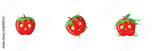 Funny apples with transparent background