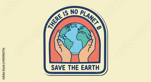 Abstract Graphic With Hands Protecting the Earth against a Yellow Background, ideal for environmental campaigns, social media posts, and educational materials.