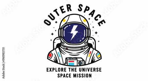 Futuristic Astronaut with Lightning Bolt Reflection, ideal for space travel promotion, science fiction book covers, and educational posters.