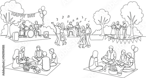 outdoor picnic, people having fun