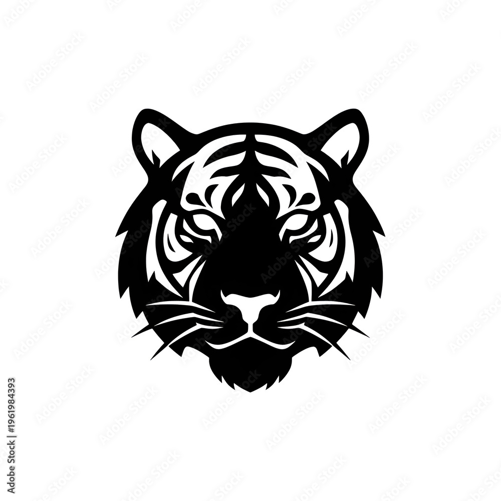 Fototapeta premium Artistic Tiger Head Silhouette Brush Stroke Vector Icon