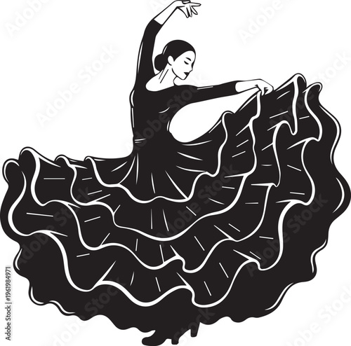 Flamenco dancer in motion traditional Spanish dance