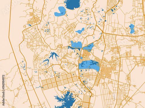 Fotografie Urban planning style map of Nay Pyi Taw, Myanmar