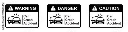 Car crash warning icon. Car accident icon, vector illustration