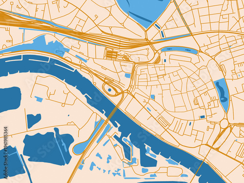 Картината върху платно Decorative city map of Arnhem Centrum, Netherlands