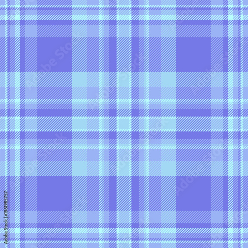 Paper tartan pattern background, clan check texture textile. American fabric seamless vector plaid in blue and cyan colors.
