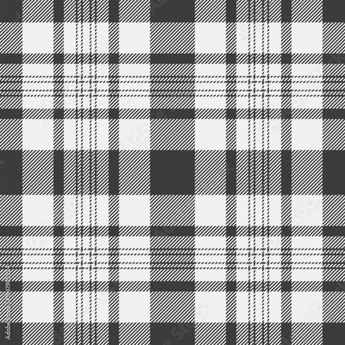 Layout vector background seamless, crease texture check pattern. Kingdom plaid fabric textile tartan in grey and white colors.
