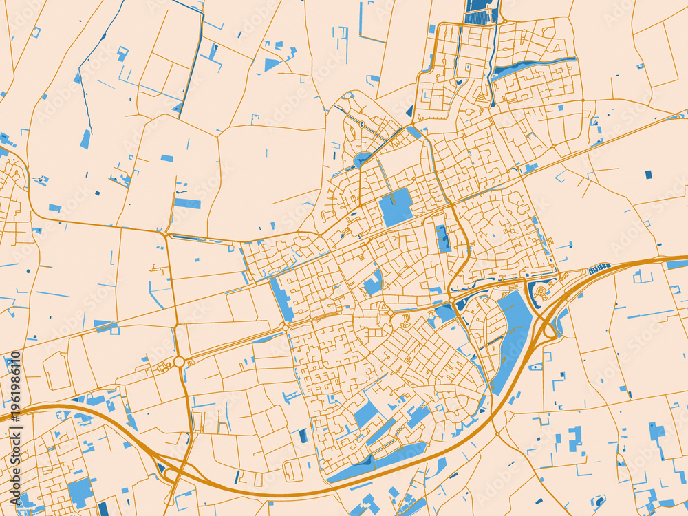 Obraz premium Road network map of Etten-Leur, Netherlands