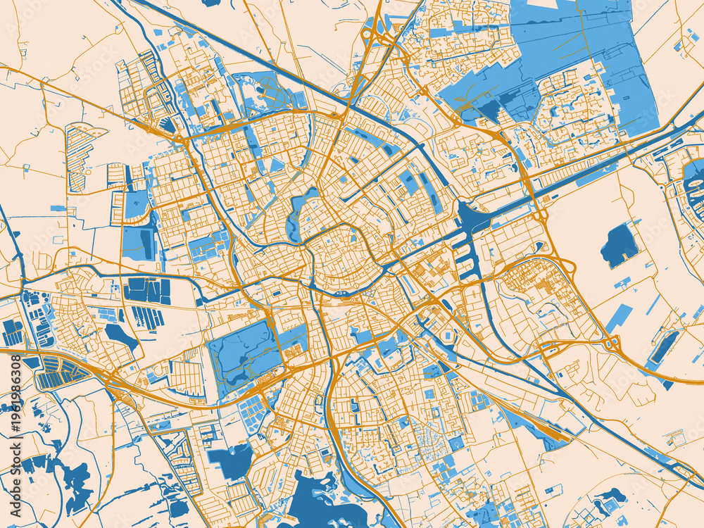 Fototapeta premium Urban grid map of Groningen, Netherlands