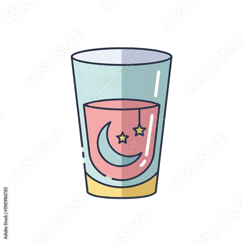 Glass with Moon and Stars Design.