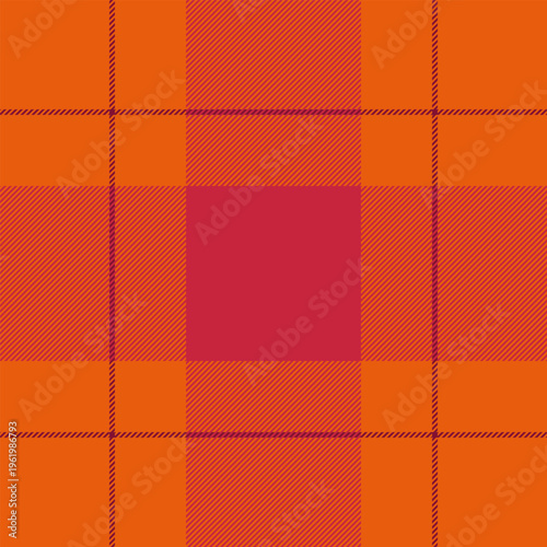 Custom plaid vector fabric, ornate tartan background check. Nice textile texture pattern seamless in red and bright colors.