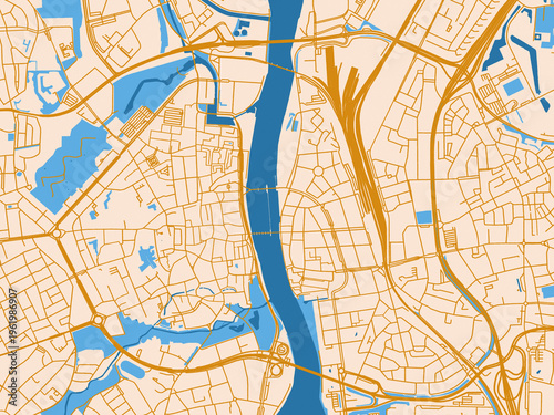 Canvas Print Street grid map of Maastricht Centrum, Netherlands