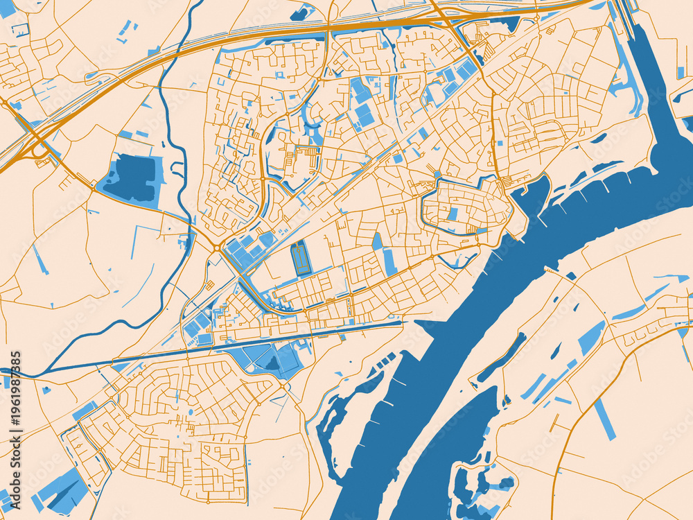 Fototapeta premium Tiel, Netherlands – urban map
