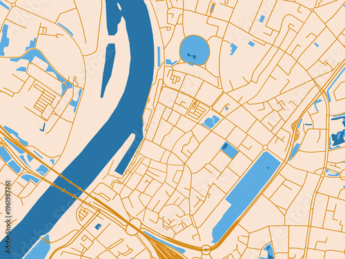 City layout poster — Venlo Centrum, Netherlands – gold and blue map palette