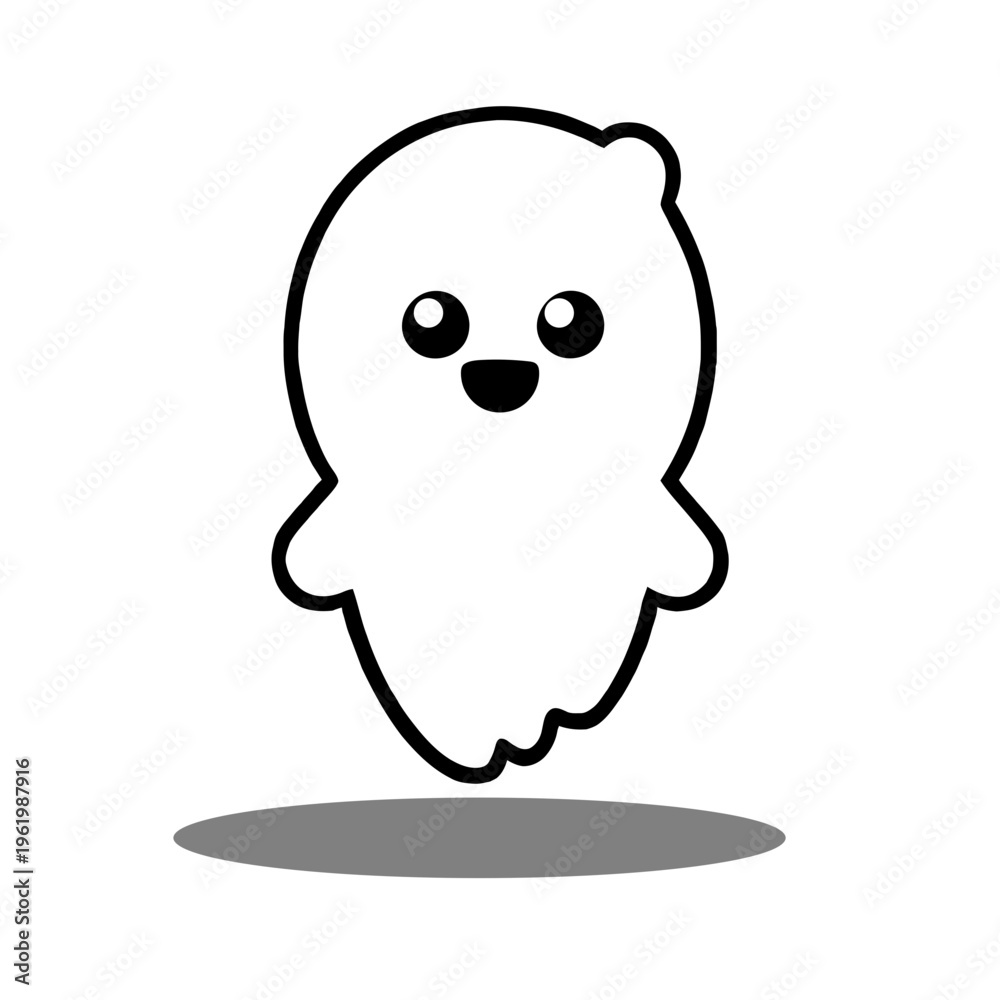 Obraz premium A cute cartoon ghost floating in mid-air with a happy expression