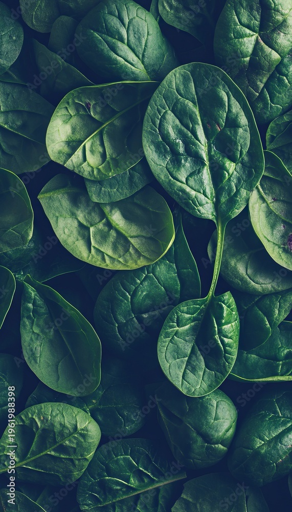 Fototapeta premium Fresh Natural Leaf Vein Spinach Leaves Creates Organic Green Background Pattern Design for Cooking