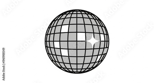 Disco Ball with Reflective Tiles and Grid Lines.
