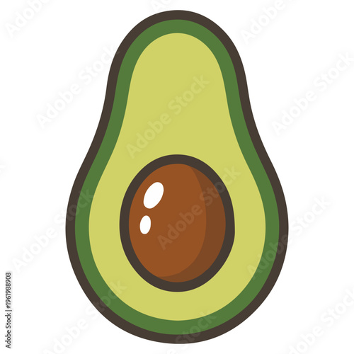 Cut open avocado with brown pit cut avocado halved avocado