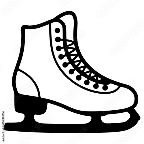 Ice skating boot ice skate black and white