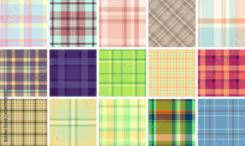 Halloween plaid set designed for digital backgrounds. Ideal for themed wallpapers, screens, and website headers. Vector files adapt resolutions.