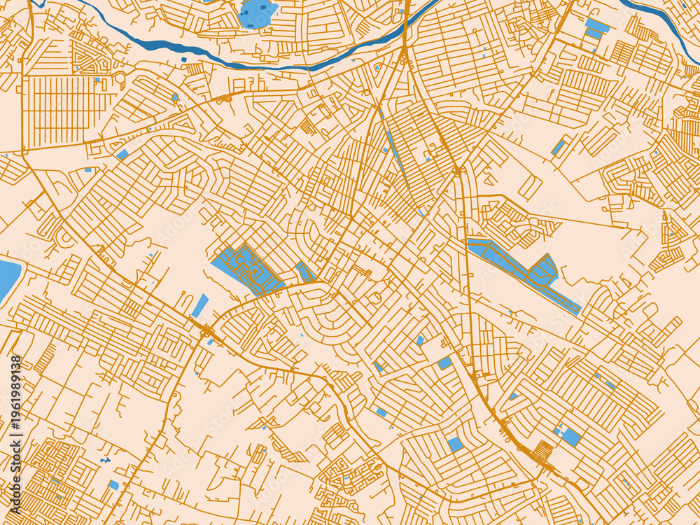 Obraz premium City map of Angeles City, Philippines – cream map with golden roads