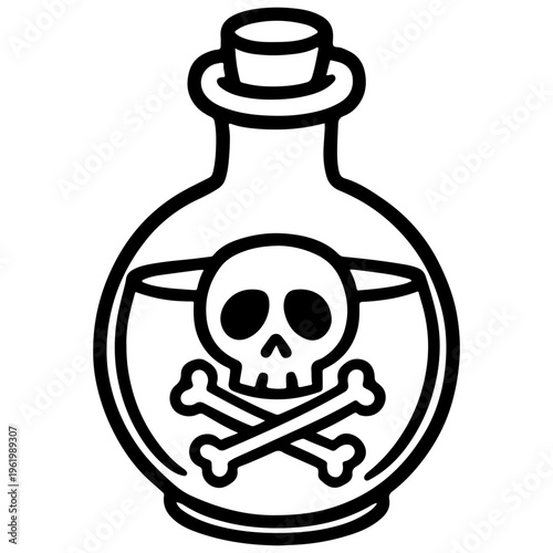 Poison bottle with skull and crossbones warning
