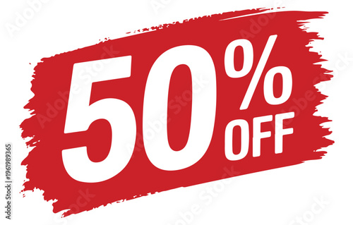 Red fifty percent off discount sign 50 percent off 1