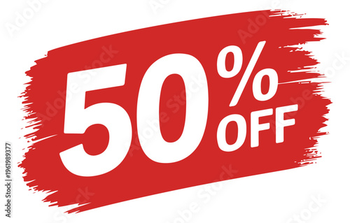 Red fifty percent off discount sign 50 percent off