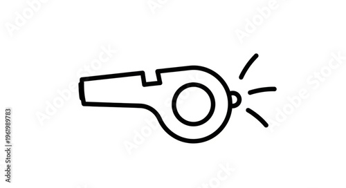 Simple Line Drawing of a Whistle with Sound Waves.