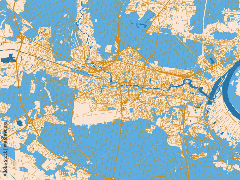 Fototapeta premium Graphic city map artwork of Bydgoszcz, Poland