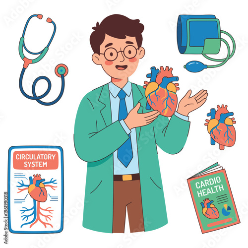 Healthcare Professional Doctor explaining human heart anatomy in a clinical medical setting