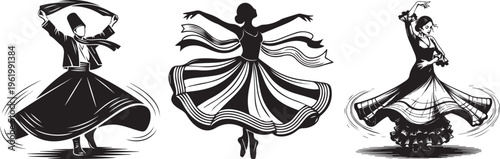 Whirling dervish in traditional attire performing sufi dance