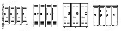 Illustration of rows of various storage lockers suitable for school gyms
