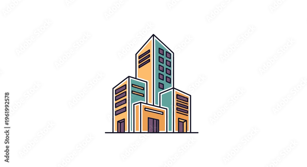 Fototapeta premium Modern Cityscape Buildings Vector Illustration