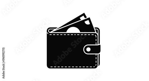 Black wallet with cash protruding a simple graphic silhouette
