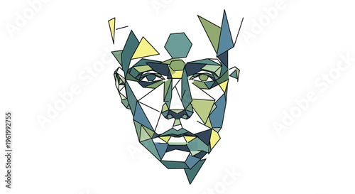 Abstract Geometric Face Portrait - Low Poly Art Style