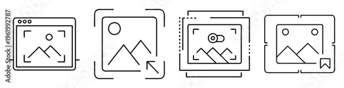 Depicts icons representing different functionalities for editing and organizing digital images