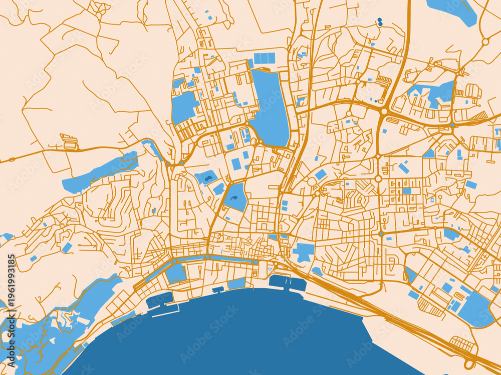 Fototapeta premium City grid layout map — Setubal, Portugal