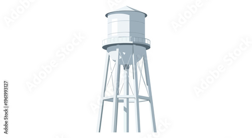 Vintage Water Tower Against Clear Sky, Industrial Landmark, Retro Architecture