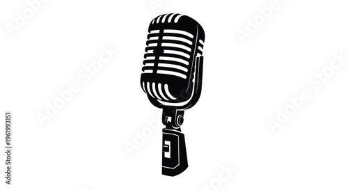 Vintage microphone illustration a striking black shape silhouette
