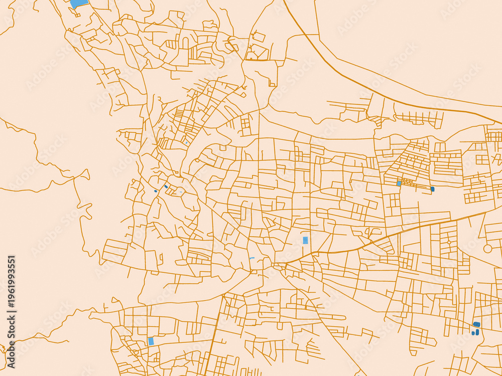 Fototapeta premium City map poster of Jericho, Palestine – mustard-gold streets on cream