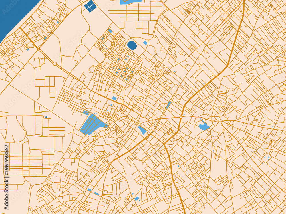Obraz premium Road network map of Khan Yunis, Palestine