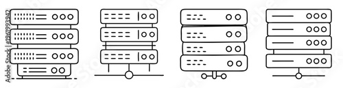 Various server configurations showcasing network rack setups and data center infrastructure