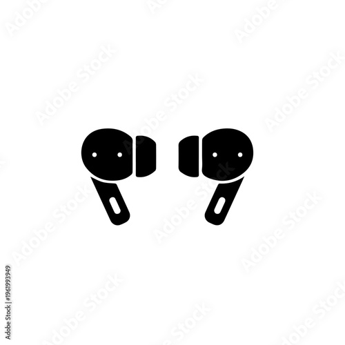 Wireless Earbuds Vector Icon – Bluetooth Earphones Modern Flat Illustration with Charging Case