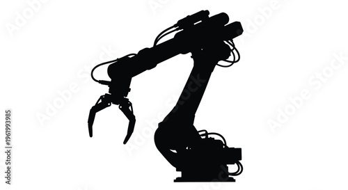 Industrial robotic arm in a stark contrasting black silhouette