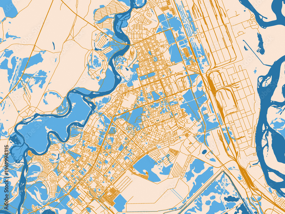 Fototapeta premium Simplified city layout of Angarsk, Russian Federation