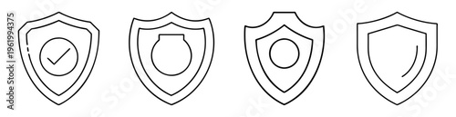 Four shield icons representing different levels of protection in simple design