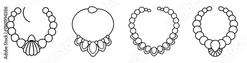 Four unique necklaces each composed of beads and distinctive pendant designs