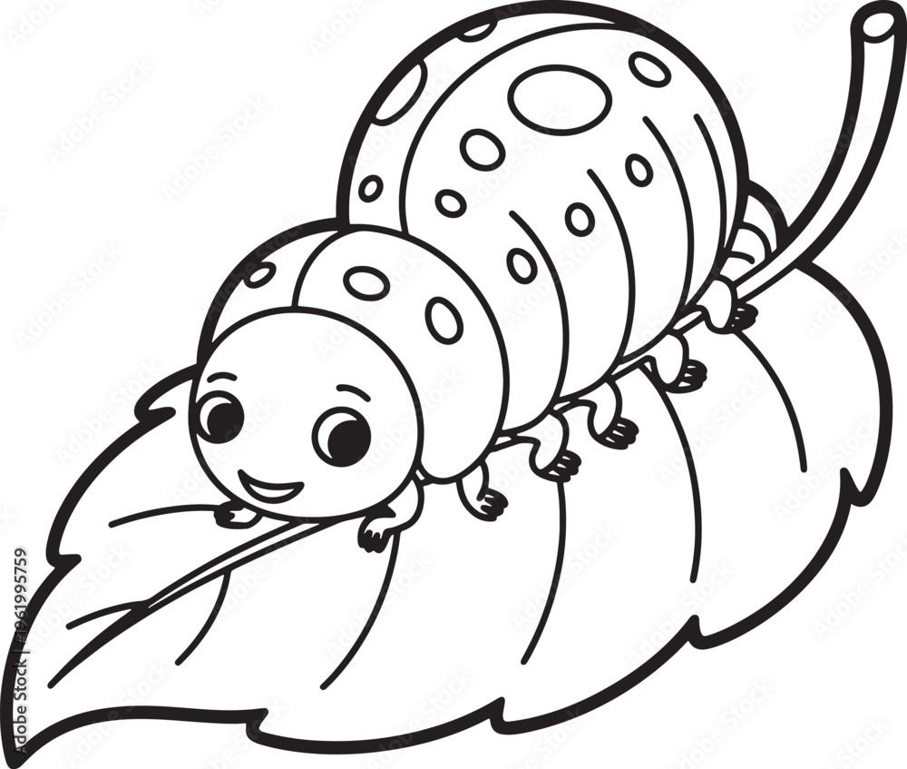 Fototapeta premium Kleurplaat rups prachtige insect line art premium quality