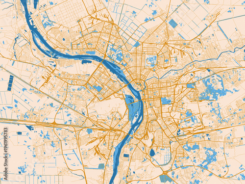 Canvas-taulu Urban grid map — Omsk, Russian Federation